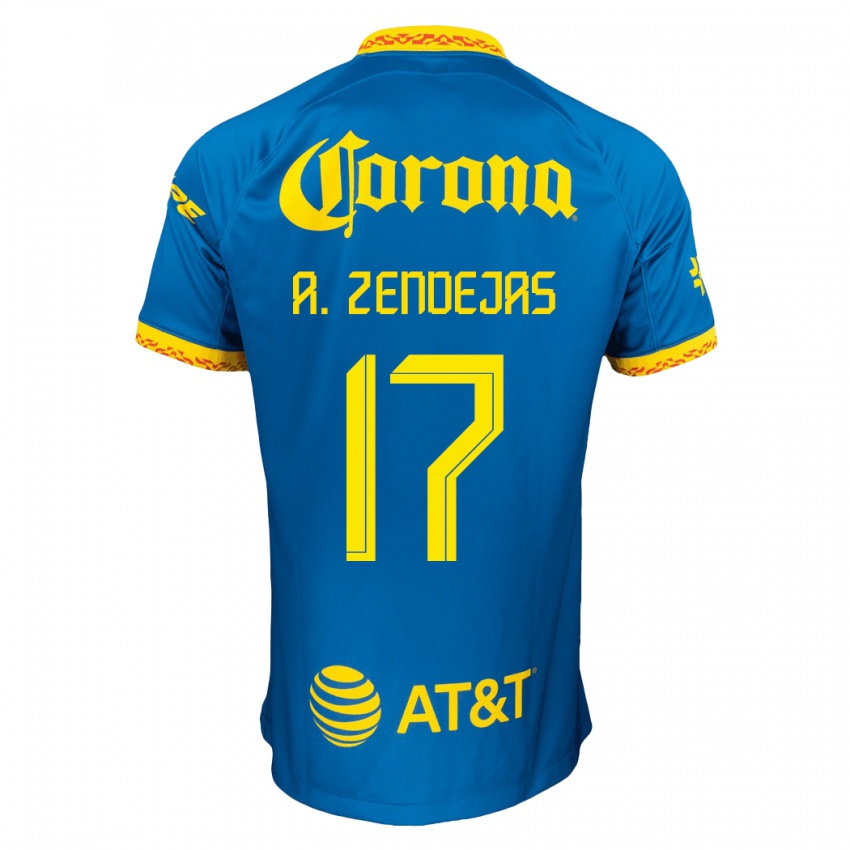 Niño Camiseta Álex Zendejas #17 Azul 2ª Equipación 2023/24 La Camisa Argentina