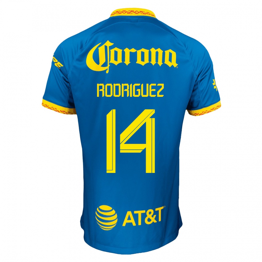 Niño Camiseta Monica Rodriguez #14 Azul 2ª Equipación 2023/24 La Camisa Argentina