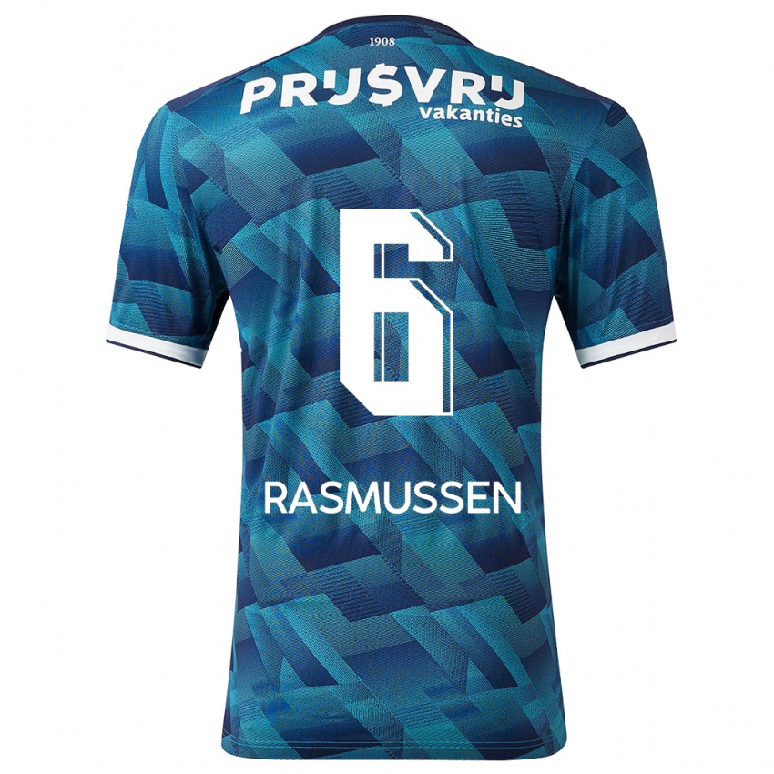 Hombre Camiseta Jacob Rasmussen #6 Azul 2ª Equipación 2023/24 La Camisa Argentina