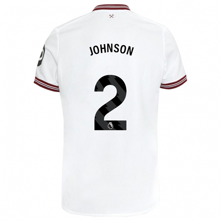 Mujer Camiseta Ben Johnson #2 Blanco 2ª Equipación 2023/24 La Camisa Argentina