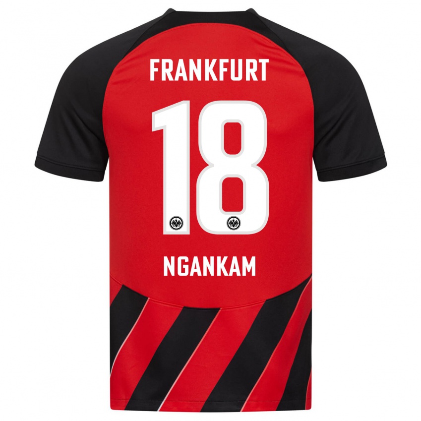 Niño Camiseta Jessic Ngankam #18 Negro Rojo 1ª Equipación 2023/24 La Camisa Argentina