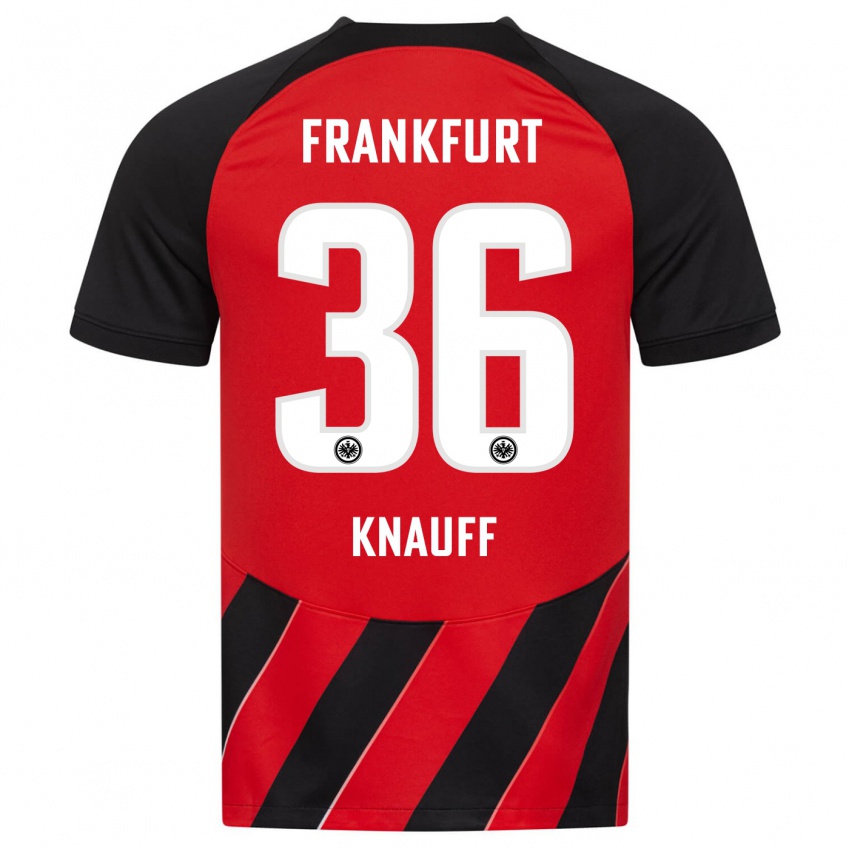 Niño Camiseta Ansgar Knauff #36 Negro Rojo 1ª Equipación 2023/24 La Camisa Argentina