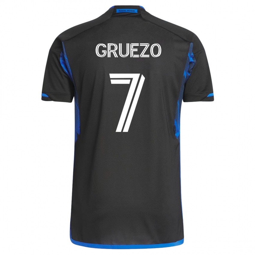 Niño Camiseta Carlos Gruezo #7 Azul Negro 1ª Equipación 2023/24 La Camisa Argentina
