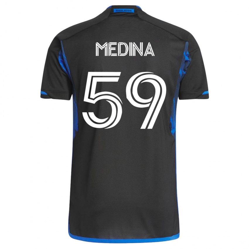 Niño Camiseta Cruz Medina #59 Azul Negro 1ª Equipación 2023/24 La Camisa Argentina