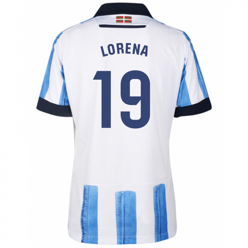 Niño Camiseta Lorena Navarro Domínguez #19 Azul Blanco 1ª Equipación 2023/24 La Camisa Argentina