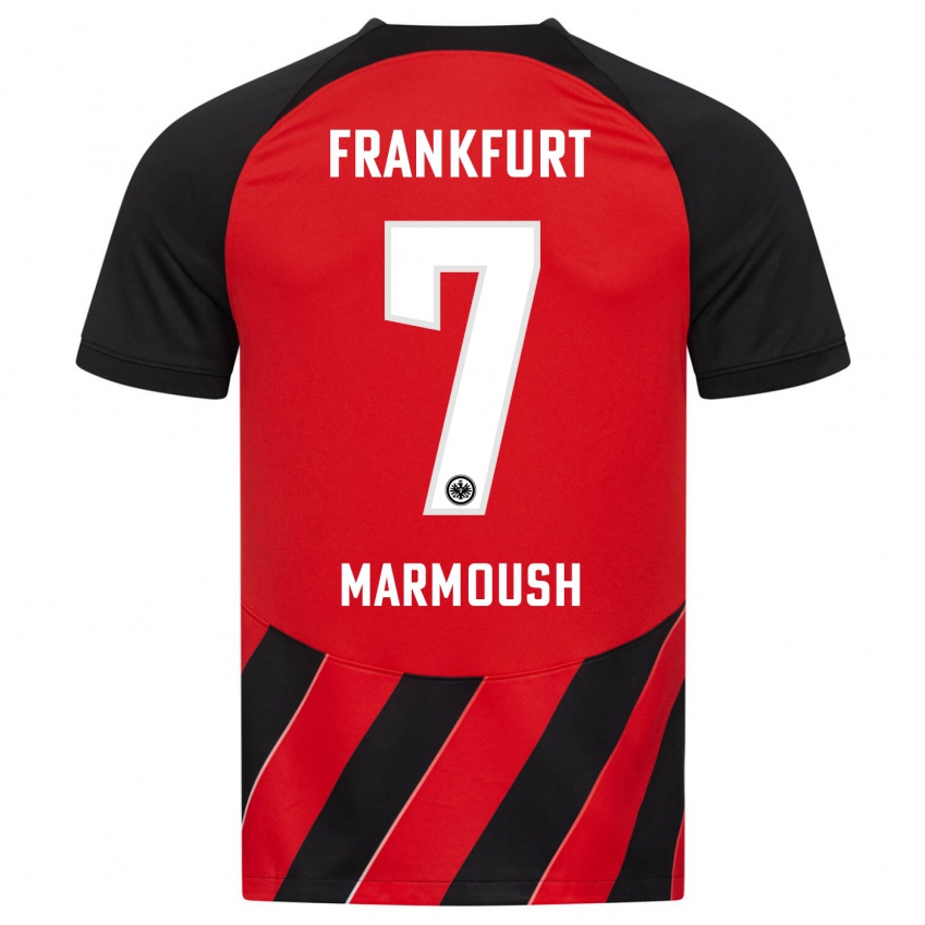 Hombre Camiseta Omar Marmoush #7 Negro Rojo 1ª Equipación 2023/24 La Camisa Argentina