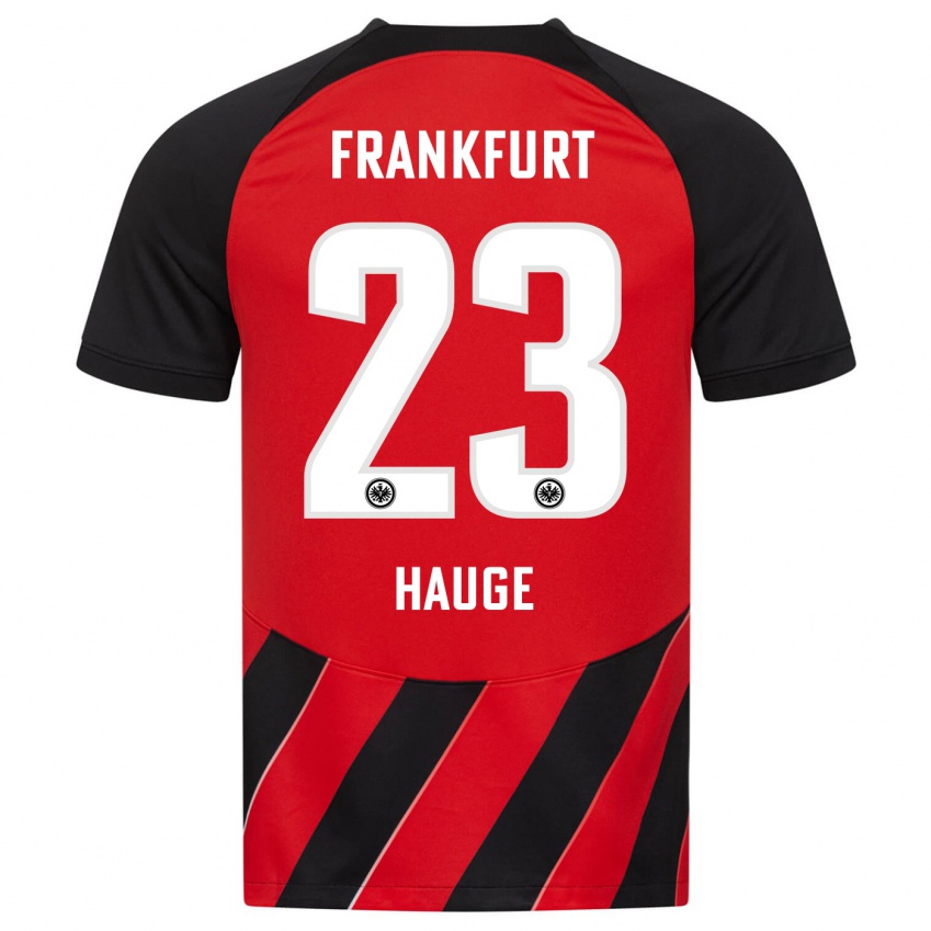 Hombre Camiseta Jens Petter Hauge #23 Negro Rojo 1ª Equipación 2023/24 La Camisa Argentina