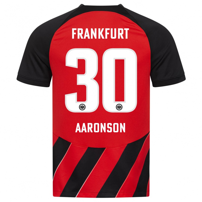 Hombre Camiseta Paxten Aaronson #30 Negro Rojo 1ª Equipación 2023/24 La Camisa Argentina