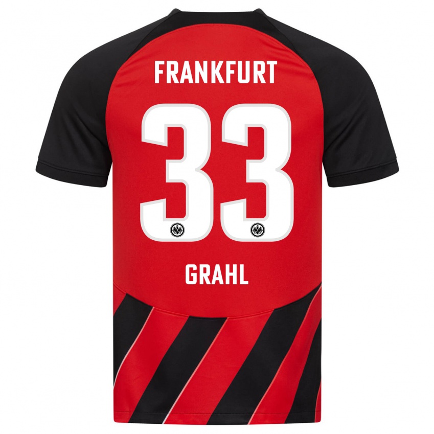 Hombre Camiseta Jens Grahl #33 Negro Rojo 1ª Equipación 2023/24 La Camisa Argentina
