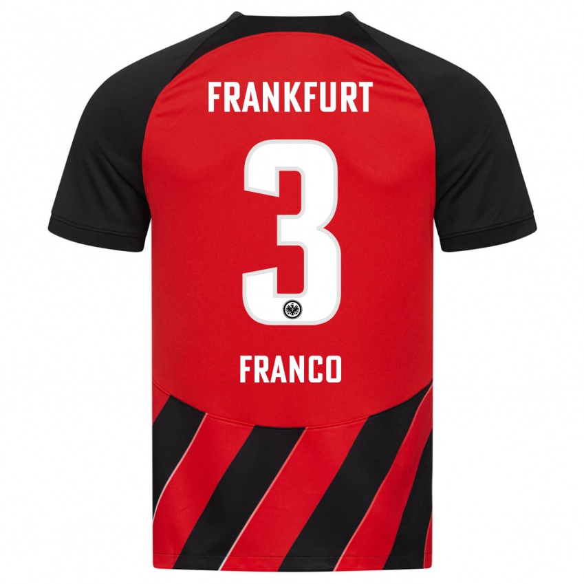 Hombre Camiseta Giuseppe Franco #3 Negro Rojo 1ª Equipación 2023/24 La Camisa Argentina