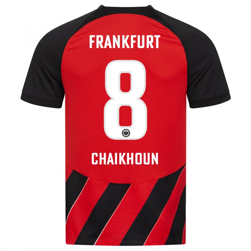 Hombre Camiseta Ayoub Chaikhoun #8 Negro Rojo 1ª Equipación 2023/24 La Camisa Argentina
