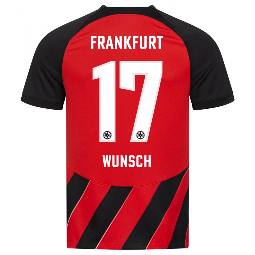 Hombre Camiseta Paul Wünsch #17 Negro Rojo 1ª Equipación 2023/24 La Camisa Argentina