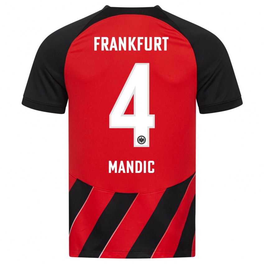 Hombre Camiseta Kristian Mandic #4 Negro Rojo 1ª Equipación 2023/24 La Camisa Argentina