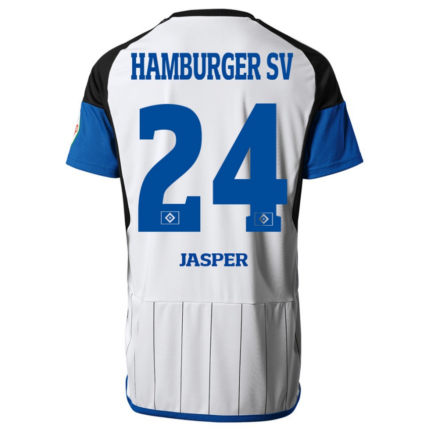 Hombre Camiseta Jan-Lukas Jasper #24 Blanco 1ª Equipación 2023/24 La Camisa Argentina