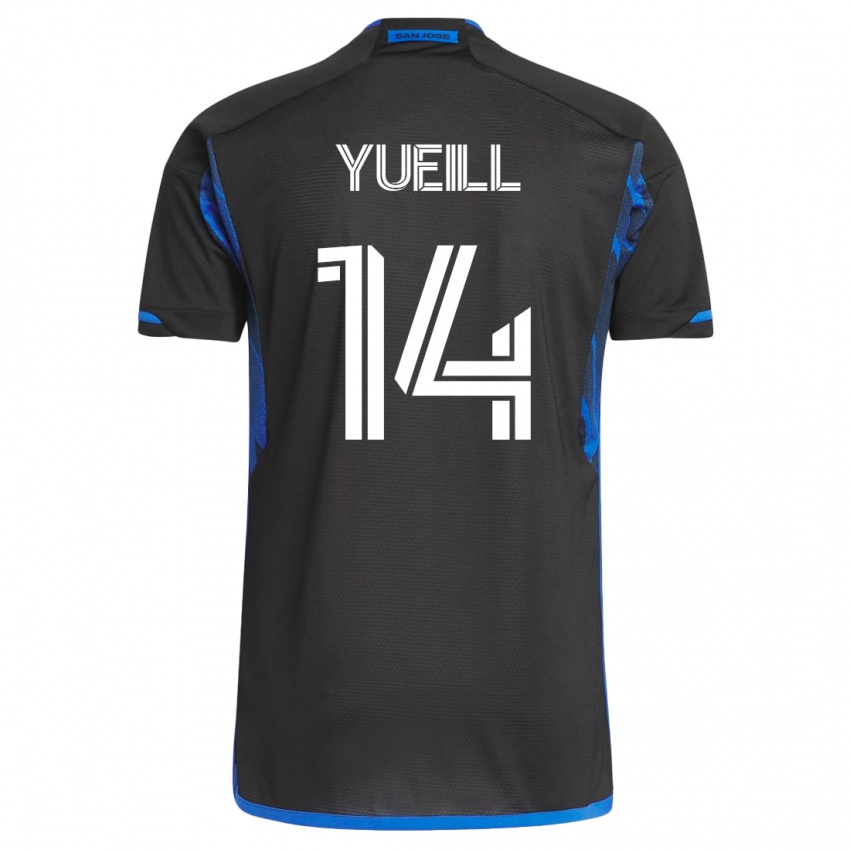 Hombre Camiseta Jackson Yueill #14 Azul Negro 1ª Equipación 2023/24 La Camisa Argentina
