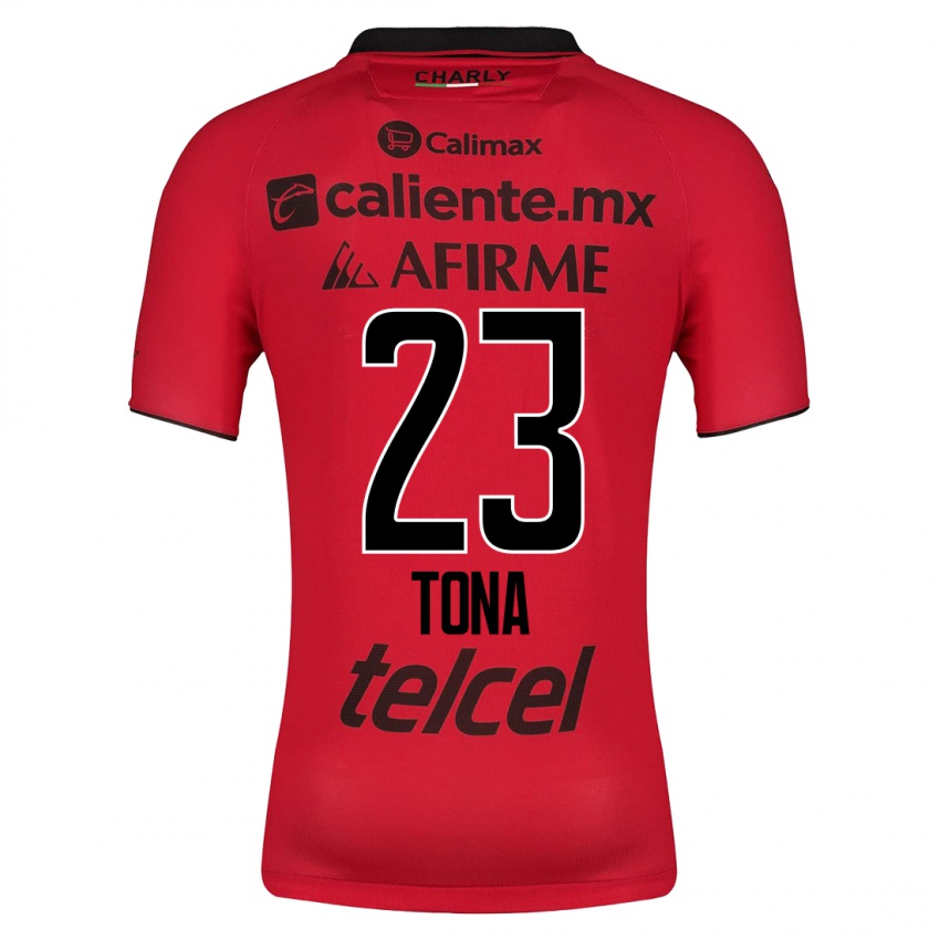 Hombre Camiseta Iván Tona #23 Rojo 1ª Equipación 2023/24 La Camisa Argentina