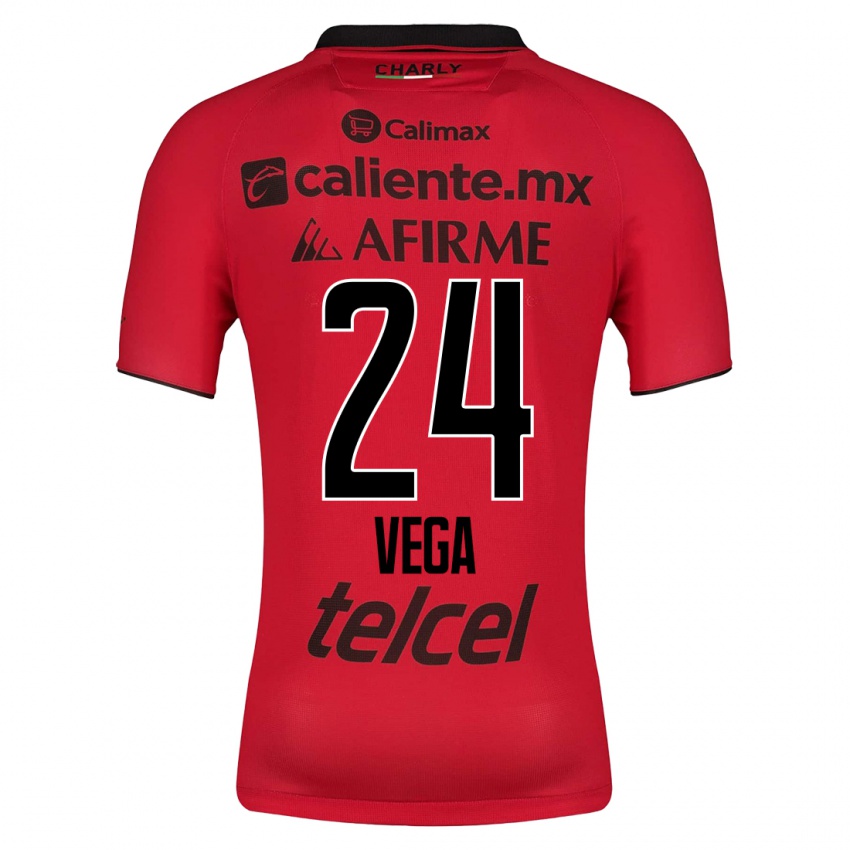 Hombre Camiseta Jesús Vega #24 Rojo 1ª Equipación 2023/24 La Camisa Argentina