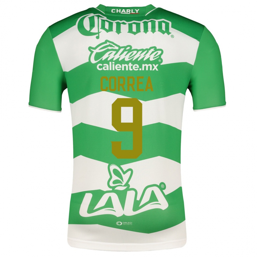 Hombre Camiseta Javier Correa #9 Verde 1ª Equipación 2023/24 La Camisa Argentina