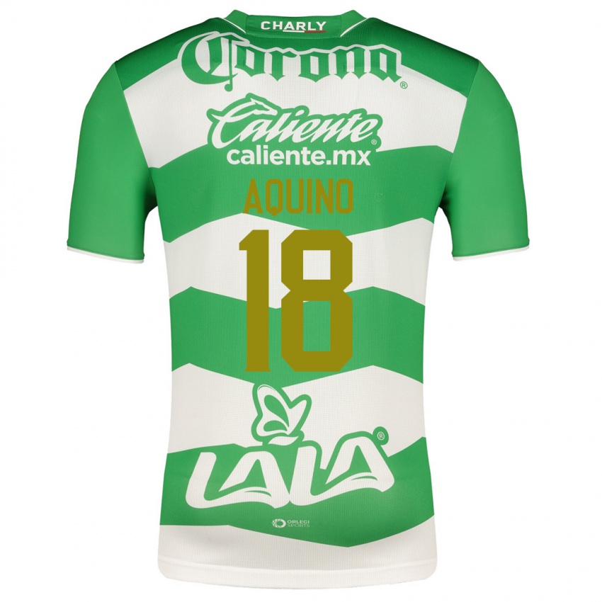 Hombre Camiseta Pedro Aquino #18 Verde 1ª Equipación 2023/24 La Camisa Argentina
