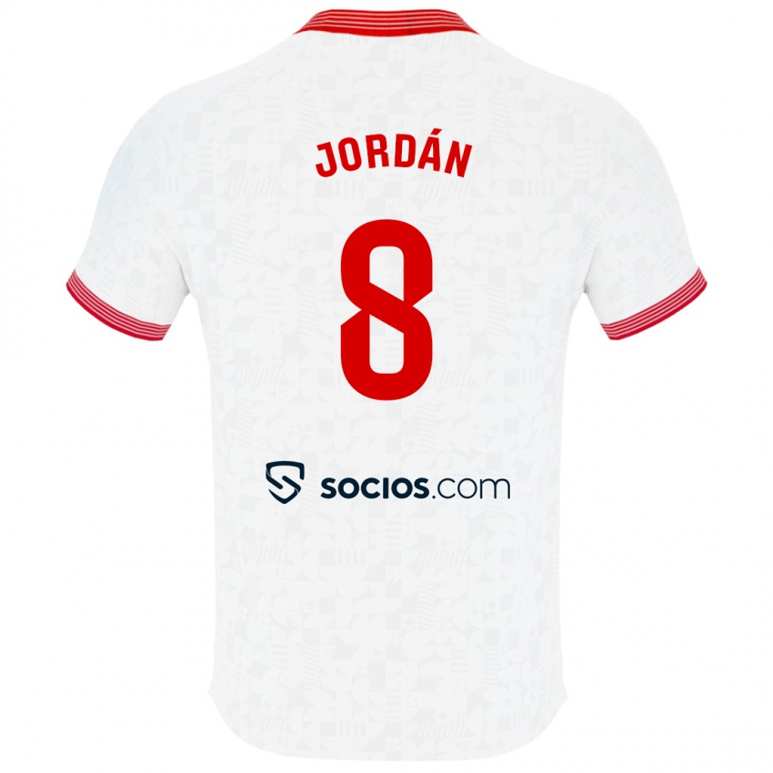 Hombre Camiseta Joan Jordán #8 Blanco 1ª Equipación 2023/24 La Camisa Argentina