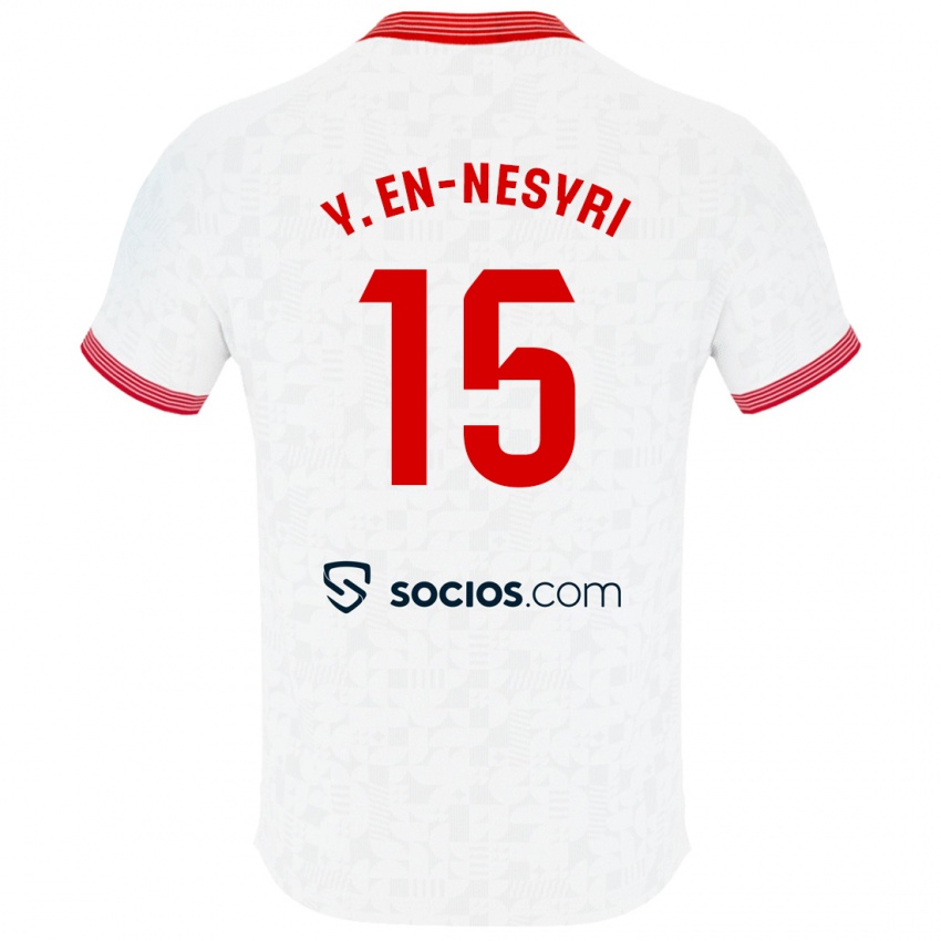 Hombre Camiseta Youssef En-Nesyri #15 Blanco 1ª Equipación 2023/24 La Camisa Argentina
