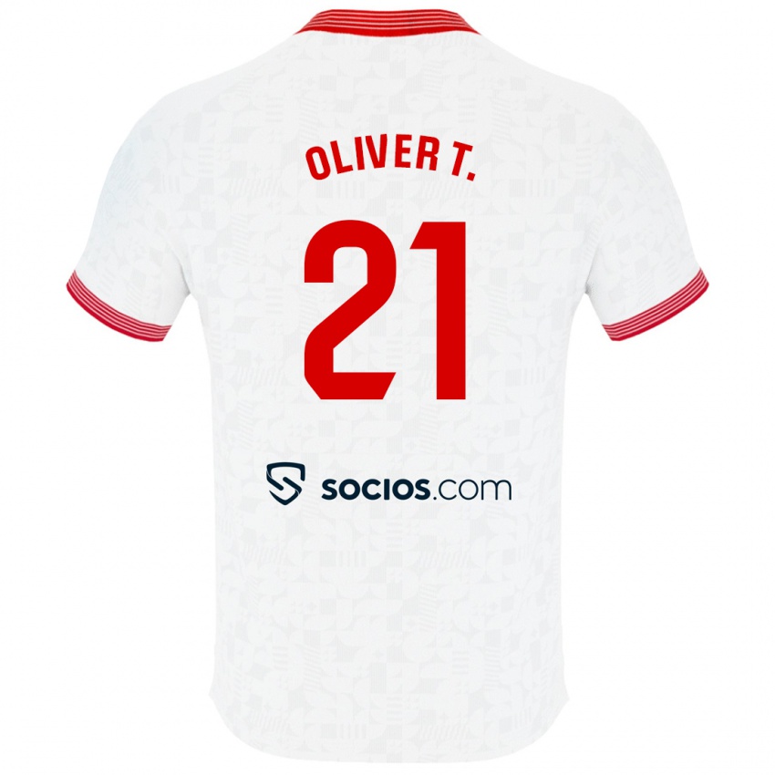 Hombre Camiseta Oliver Torres #21 Blanco 1ª Equipación 2023/24 La Camisa Argentina
