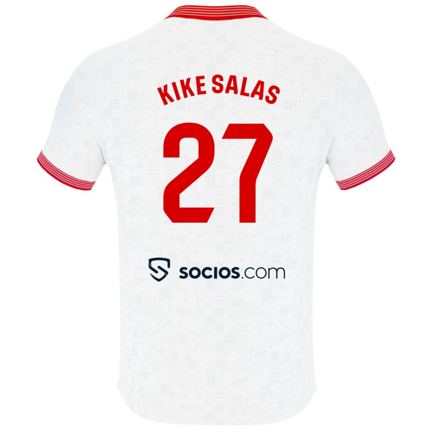 Hombre Camiseta Kike Salas #27 Blanco 1ª Equipación 2023/24 La Camisa Argentina