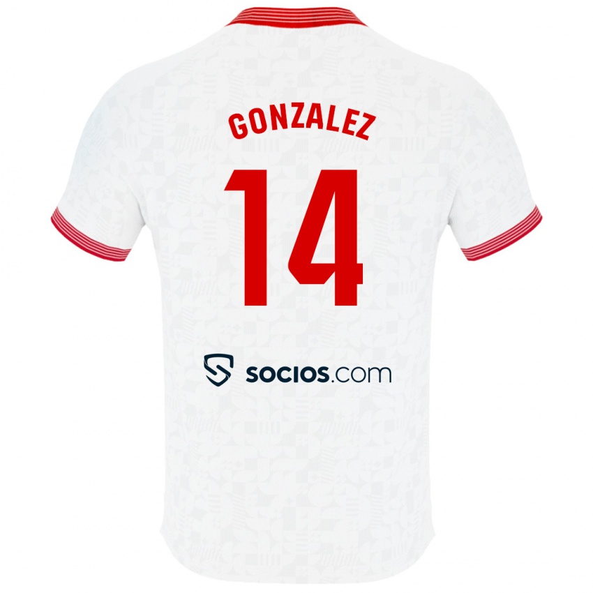 Hombre Camiseta Alberto González #14 Blanco 1ª Equipación 2023/24 La Camisa Argentina