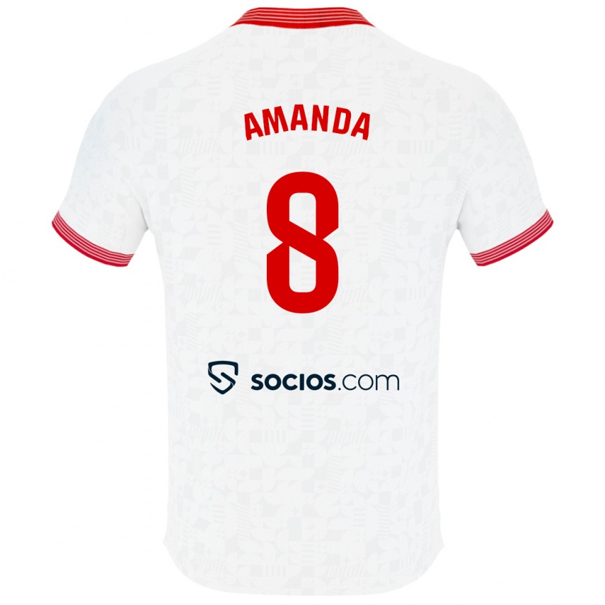 Hombre Camiseta Amanda Sampedro Bustos #8 Blanco 1ª Equipación 2023/24 La Camisa Argentina