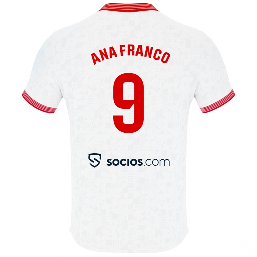 Hombre Camiseta Ana Franco De La Vega #9 Blanco 1ª Equipación 2023/24 La Camisa Argentina