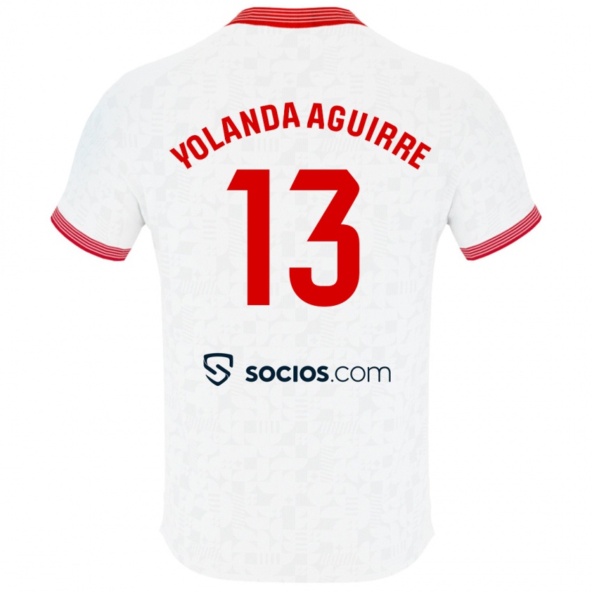 Hombre Camiseta Yolanda Aguirre Gutiérrez #13 Blanco 1ª Equipación 2023/24 La Camisa Argentina