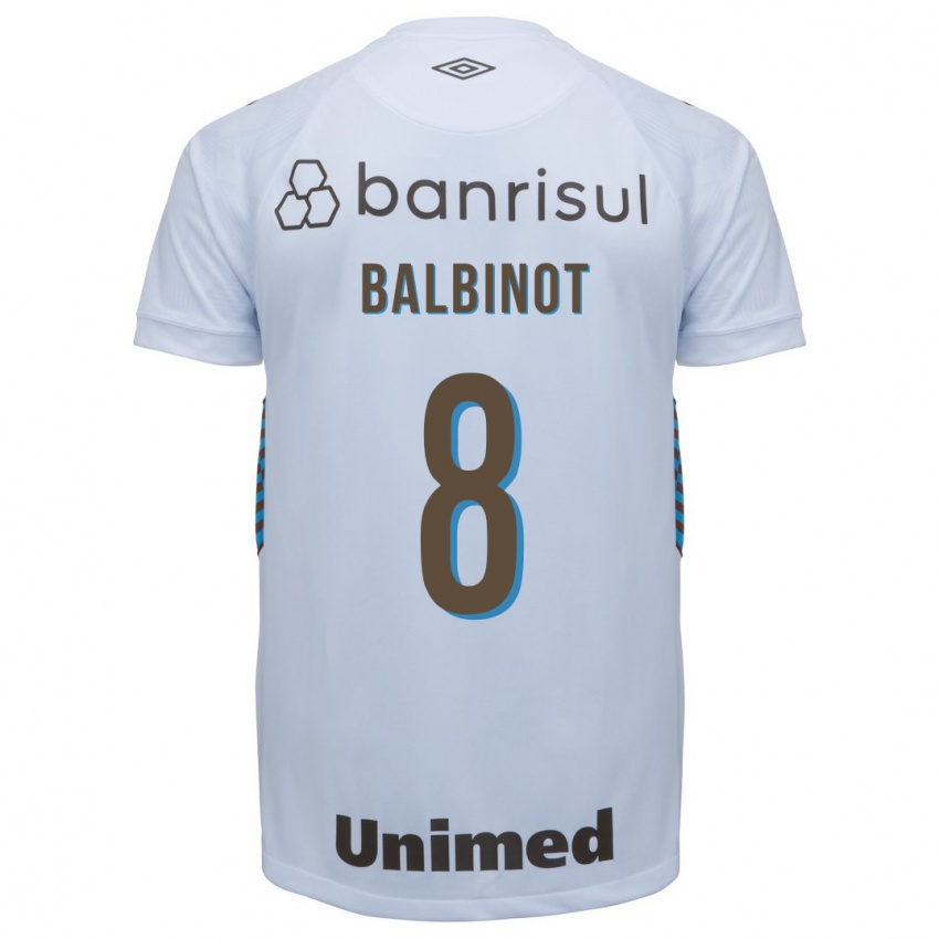 Hombre Camiseta Manu Balbinot #8 Blanco 2ª Equipación 2023/24 La Camisa Argentina