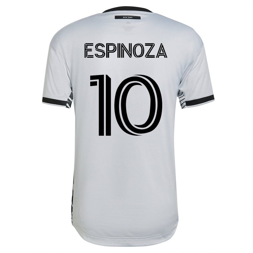 Hombre Camiseta Cristian Espinoza #10 Blanco 2ª Equipación 2023/24 La Camisa Argentina