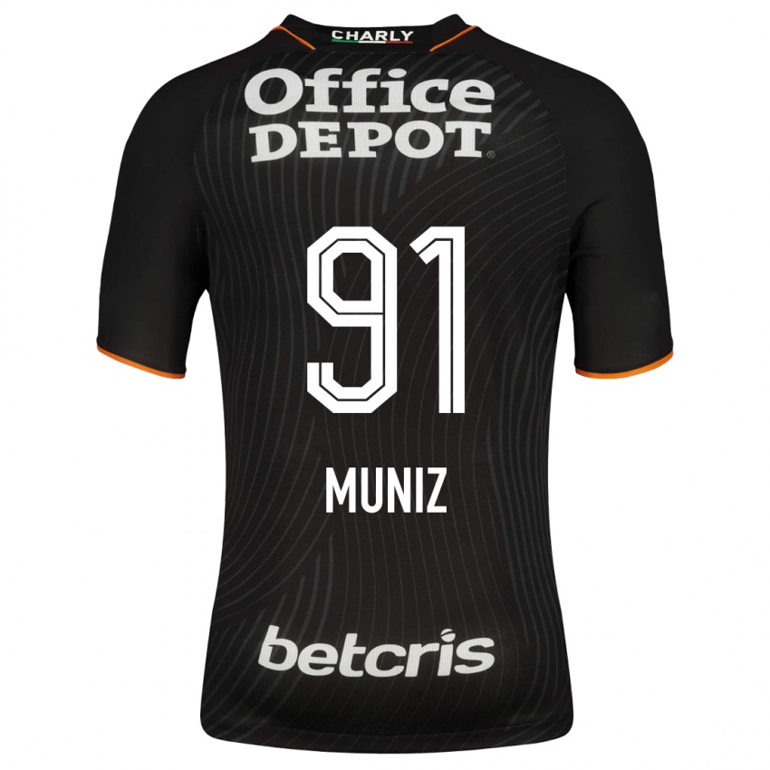 Hombre Camiseta Brandon Muñiz #91 Negro 2ª Equipación 2023/24 La Camisa Argentina
