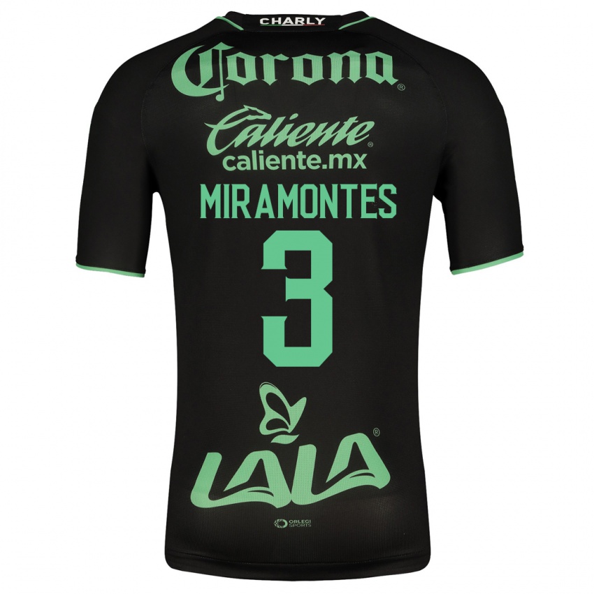 Hombre Camiseta Natalia Miramontes #3 Negro 2ª Equipación 2023/24 La Camisa Argentina
