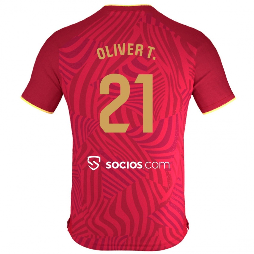 Hombre Camiseta Oliver Torres #21 Rojo 2ª Equipación 2023/24 La Camisa Argentina