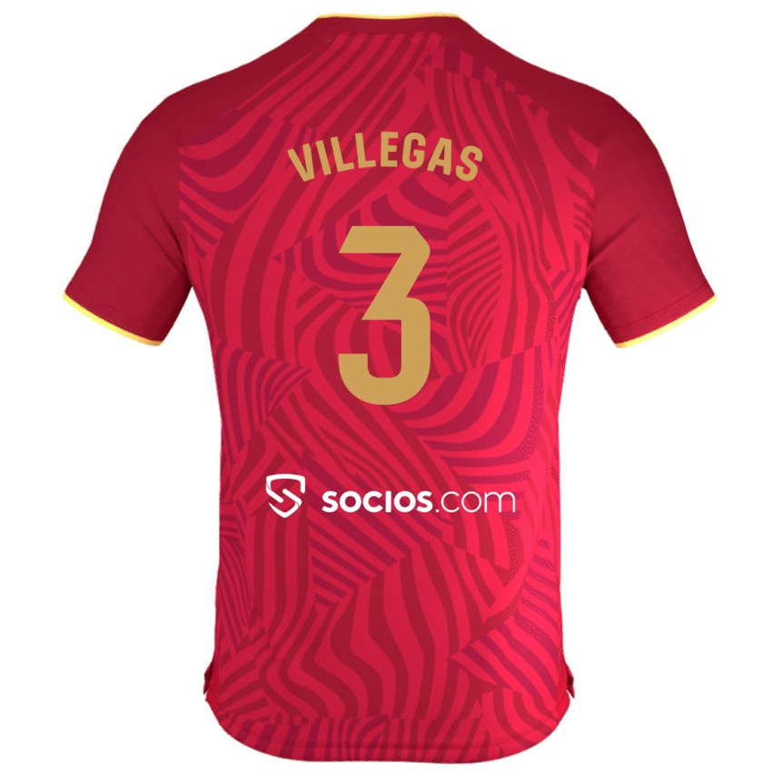 Hombre Camiseta Juancho Villegas #3 Rojo 2ª Equipación 2023/24 La Camisa Argentina