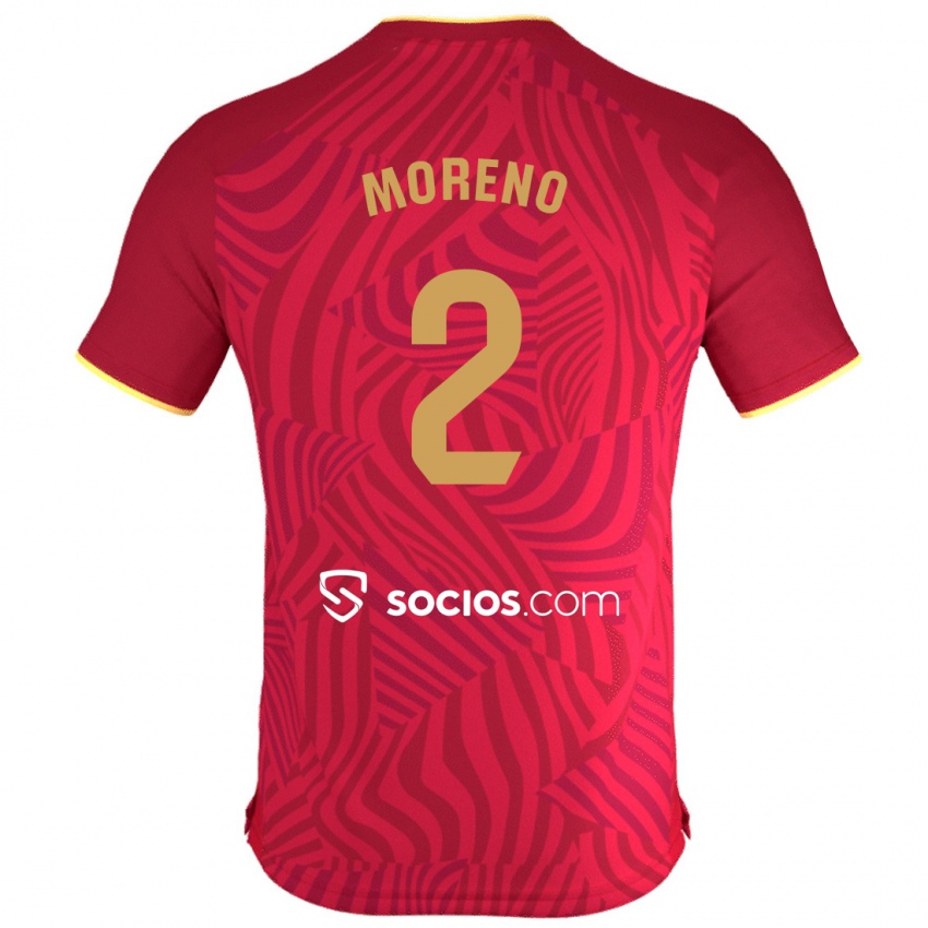 Hombre Camiseta Jorge Moreno #2 Rojo 2ª Equipación 2023/24 La Camisa Argentina
