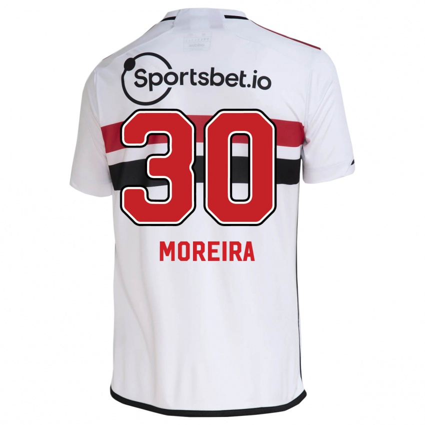 Mujer Camiseta João Moreira #30 Blanco 1ª Equipación 2023/24 La Camisa Argentina