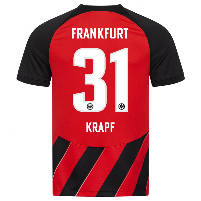 Mujer Camiseta Maximilian Krapf #31 Negro Rojo 1ª Equipación 2023/24 La Camisa Argentina