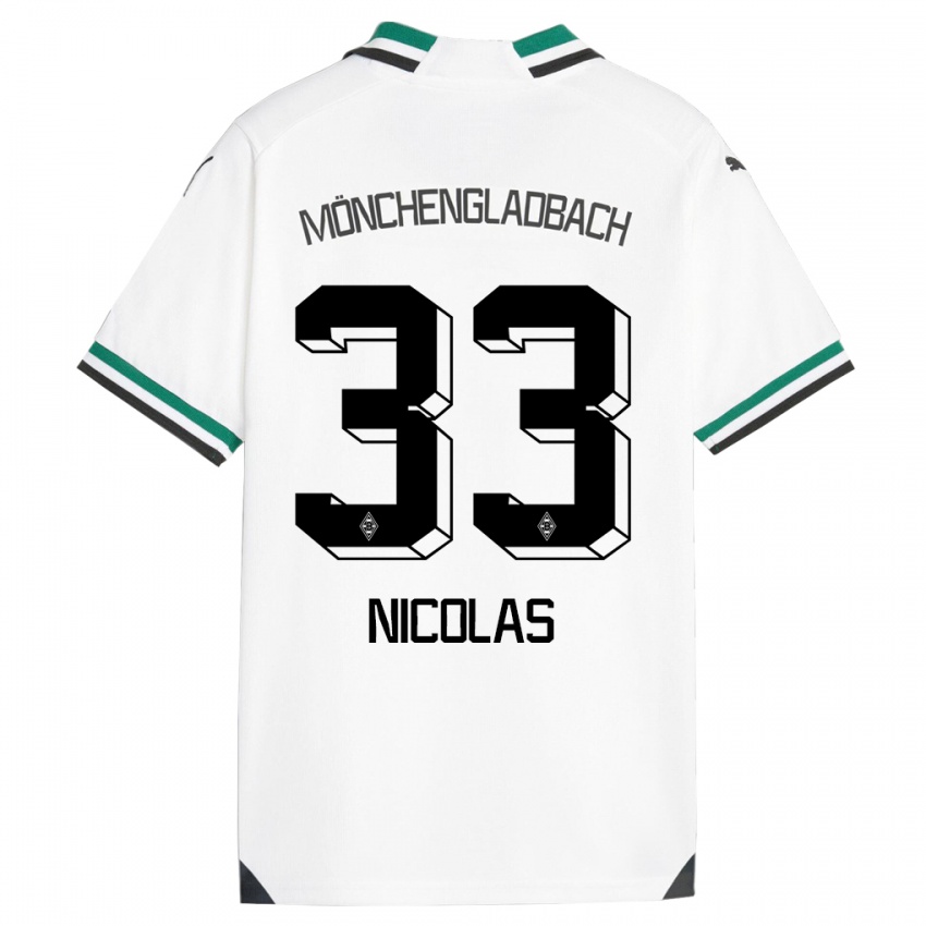 Mujer Camiseta Moritz Nicolas #33 Blanco Verde 1ª Equipación 2023/24 La Camisa Argentina