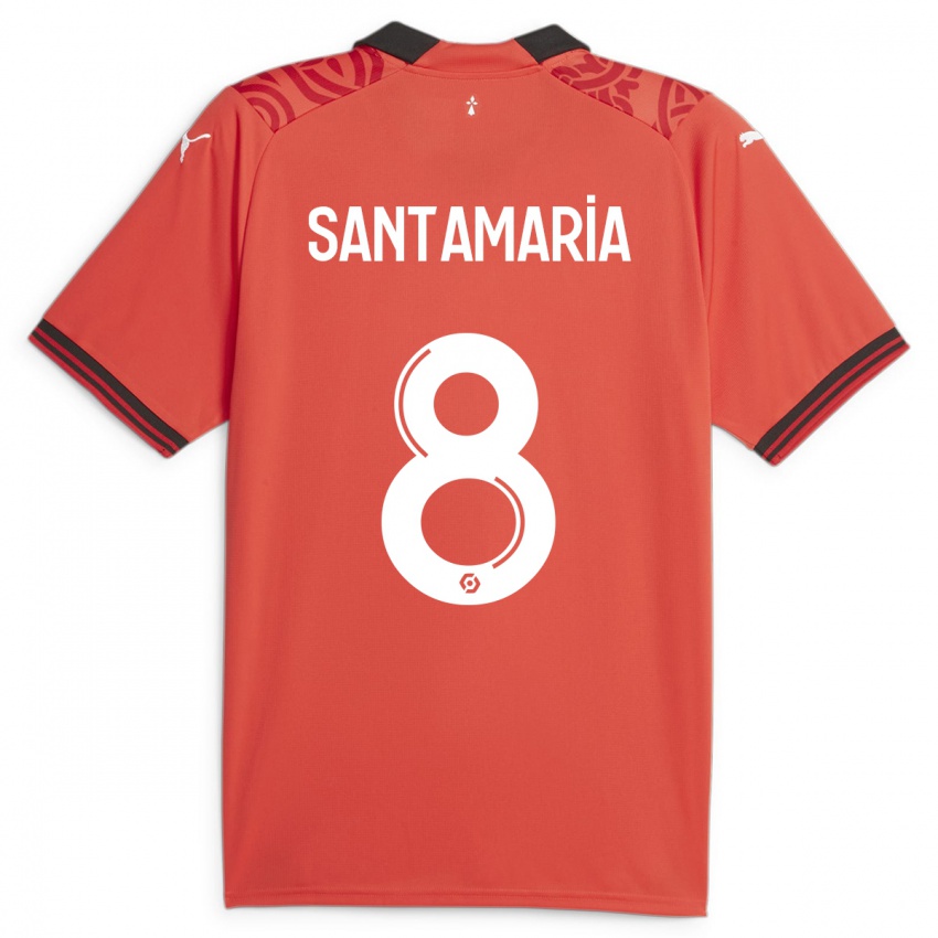 Mujer Camiseta Baptiste Santamaria #8 Rojo 1ª Equipación 2023/24 La Camisa Argentina