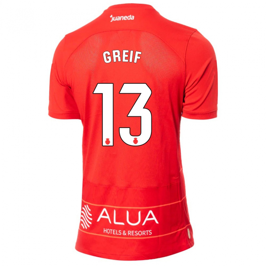 Mujer Camiseta Dominik Greif #13 Rojo 1ª Equipación 2023/24 La Camisa Argentina