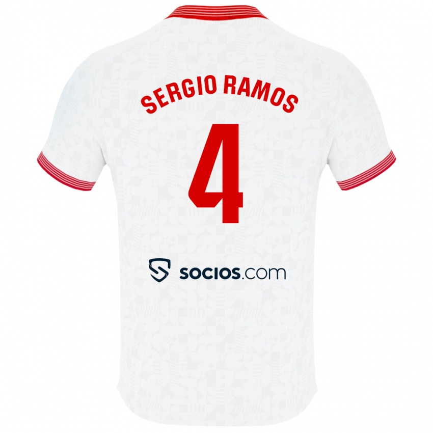 Mujer Camiseta Sergio Ramos #4 Blanco 1ª Equipación 2023/24 La Camisa Argentina