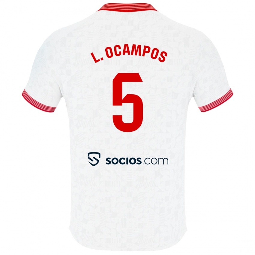 Mujer Camiseta Lucas Ocampos #5 Blanco 1ª Equipación 2023/24 La Camisa Argentina