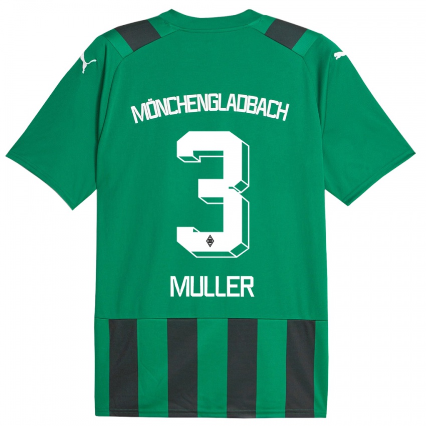 Mujer Camiseta Barbara Müller #3 Verde Negro 2ª Equipación 2023/24 La Camisa Argentina