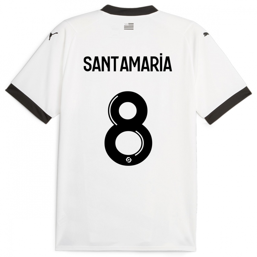 Mujer Camiseta Baptiste Santamaria #8 Blanco 2ª Equipación 2023/24 La Camisa Argentina