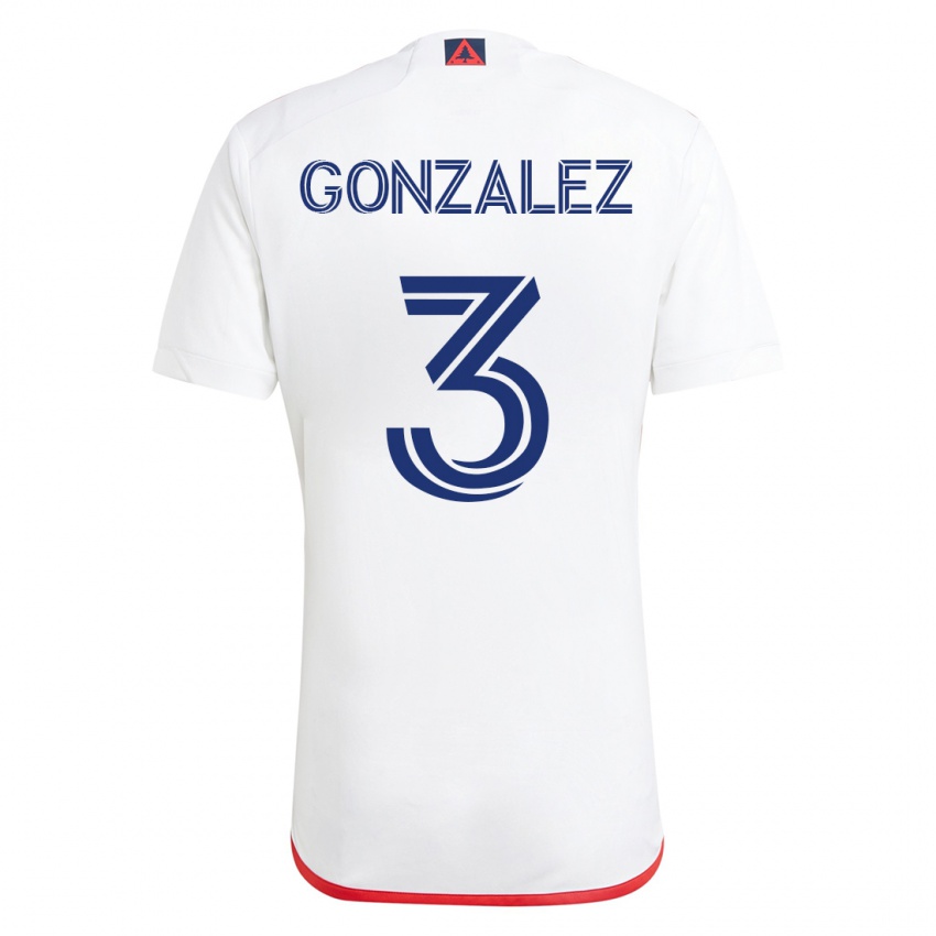 Mujer Camiseta Omar González #3 Blanco Rojo 2ª Equipación 2023/24 La Camisa Argentina