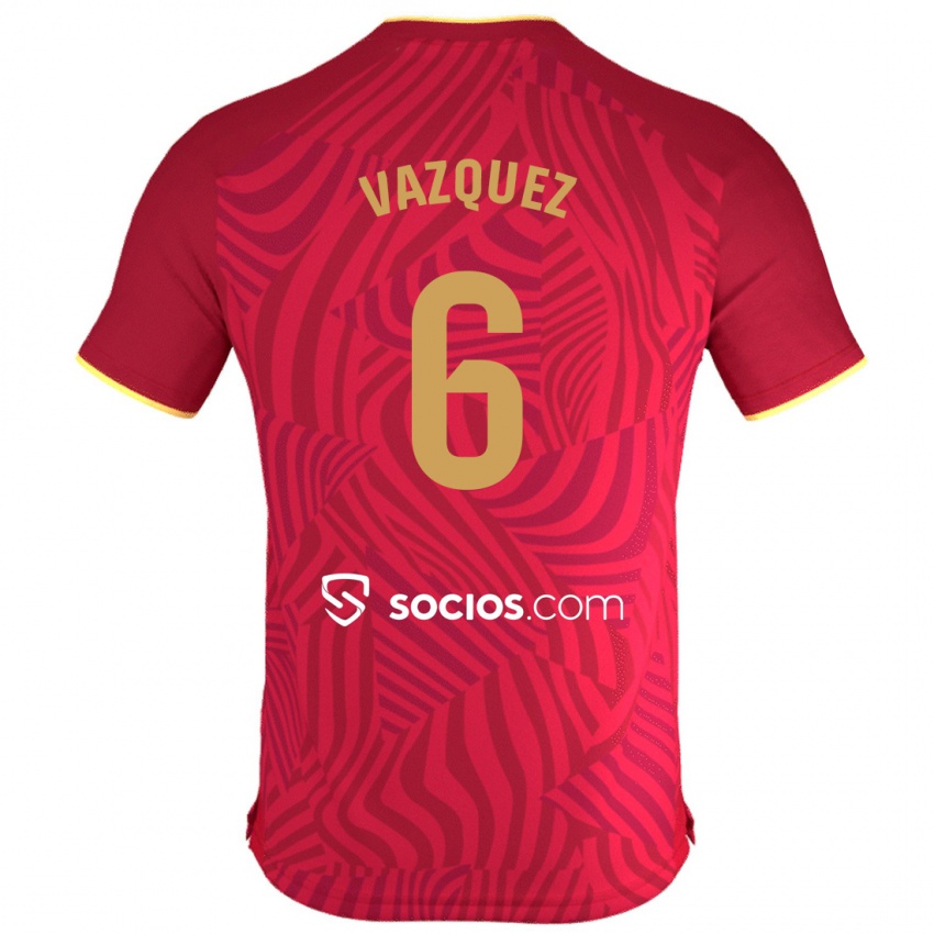 Mujer Camiseta Manolo Vazquez #6 Rojo 2ª Equipación 2023/24 La Camisa Argentina