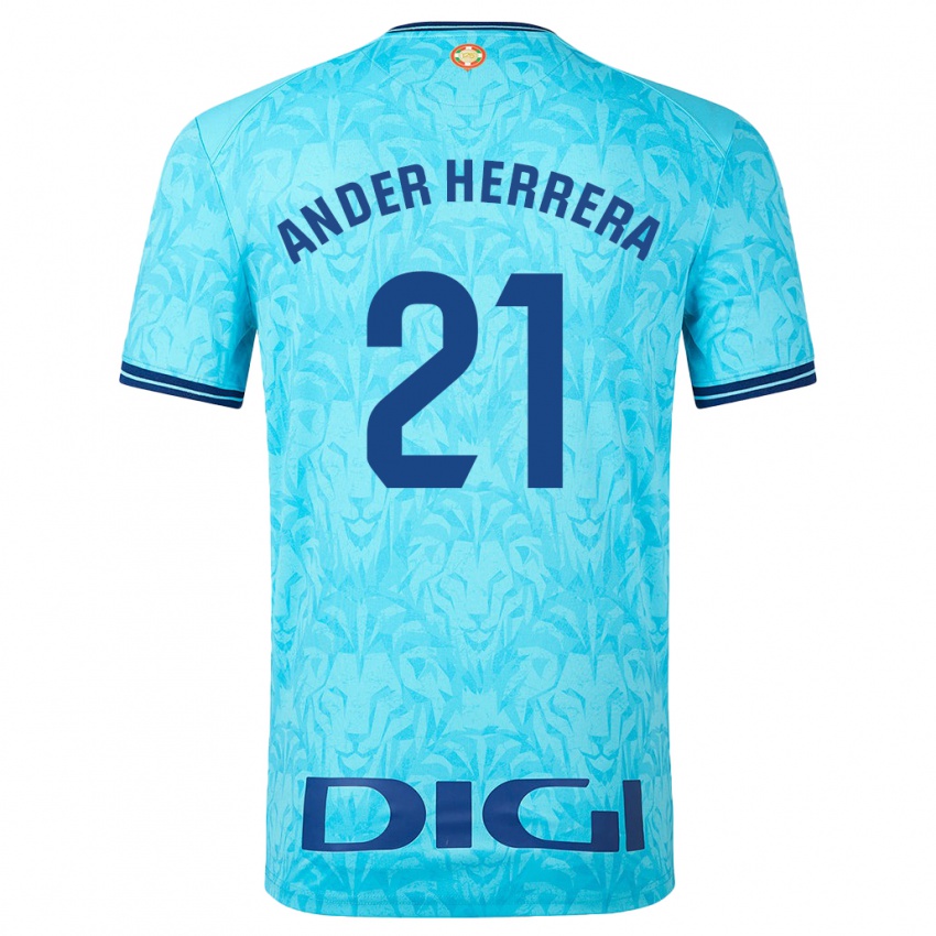 Mujer Camiseta Ander Herrera #21 Cielo Azul 2ª Equipación 2023/24 La Camisa Argentina
